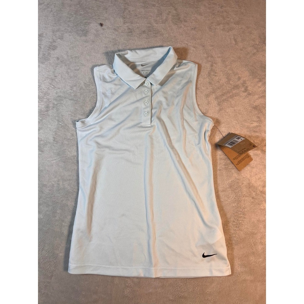 Nike Dri-FIT Sleeveless Golf Polo Shirt Womens XS Light Glacier Blue Top